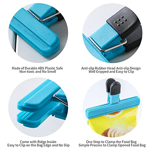 YYTONG Bag Sealing Clips for Food, Seal Food Storage Bag Clip, Kitchen Chip Bag Clips, Snack Bags, Plastic Cap Sealer Clips, Great for Kitchen Food Storage and Organization (Blue)