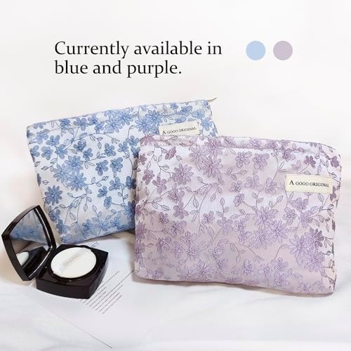 STARDW Flower Cosmetic Bags Makeup Bags for Women and Girls,Travel Makeup Bag Large Capacity Canvas Makeup Bag,Makeup Organizer Bag Zipper Pouch, Embossed pink, Large Capacity Aesthetic Makeup Bags