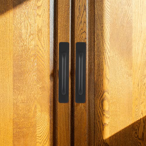 Funrous 6 Inch Adhesive Cabinet Handles Handle Pulls Cabinet Kitchen Pulls Kitchen Cupboard Handles Self Stick Instant Cabinet Pulls Hardware Kitchen Cabinet Handles for Door Knobs (Black, 4 Pcs)
