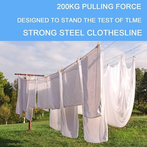 20m PVC Plastic Coated Steel Wire Rope Clothesline - Multipurpose Washing Line, Laundry Hanging Anti-Rust Cloth Drying rope, Ideal for Home, Outdoor, and Events. (ROPE)