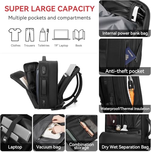 Ankila Air-Back Backpack with Vacuum Seal, waterproof Anti-Theft Vacuum Compression Travel Backpack, Outdoor Products-Expandable Vac Pack Backpacks with Pump, Carry on Backpack for Airplanes