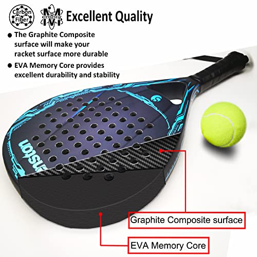 Senston Paddle Tennis Racquets Carbon-Fiber Surface with EVA Memory Flex-Foam Core -Paddle/Beach Tennis Racket with Carry Bag and Balls for Pop Tennis Beach Tennis