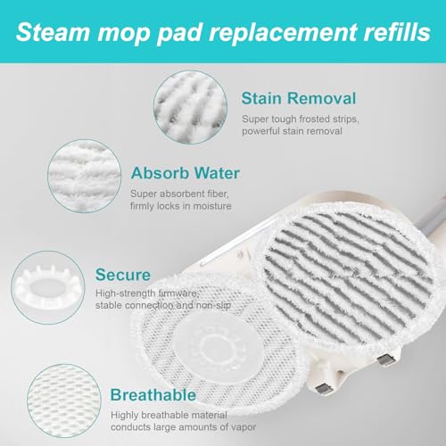 AIR U+ 8 Pack Replacement Steam Mop Pads for Shark S8201 S8001 S7001 S7201 S7000AMZ S7000 S7005 S7020 S7001C Steam Mop, Steam & Scrub All-in-One Scrubbing and Sanitizing, Dirt Grip Scrub Washable Pad