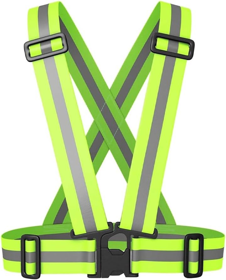 Reflective Adjustable Safety Vest, Reflective Running Gear, High Visible Reflective Gear for Sports Outdoor Cycling Supplies Protective Night Running, Adjustable Vest for Men Women Kids - Green