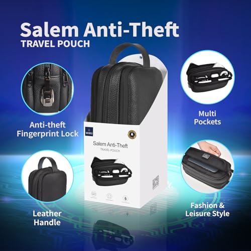 WIWU Salem Anti-Theft Travel Pouch - Black | Secure and Stylish Travel Organizer for Essentials | RFID Blocking & Water-Resistant | Ideal for Men & Women