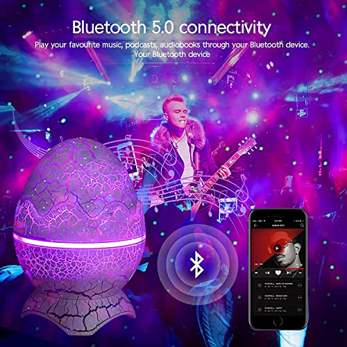 Dinosaur Egg Galaxy Star LED Projector Light with Wireless Music Player, Night Light with White Noise, Nebula, Timer & Remote Control Best Gift & Decoration for Children's and Adults' Bedroom