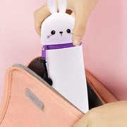 Kawaii 2-in-1 Bunny Pencil Case, Soft Silicone Stand-Up Pen Holder Pouch, Large Capacity with Zipper Closure for Teens, Desk Organizer