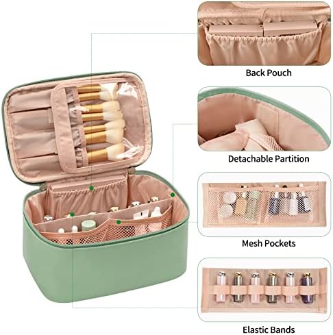 OCHEAL Makeup Bag, Portable Cosmetic Bag, Large Capacity Travel Makeup Case Organizer, Black Makeup Bags For Women Toiletry Bag for Girls Traveling With Handle and Divider