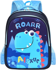 Cute Cartoon School Bag For Boys and Girls, Zippered School Bag for Elementary School Students/Padded and Adjustable Shoulder Strap, Lightweight Children's Travel Bag - Blue