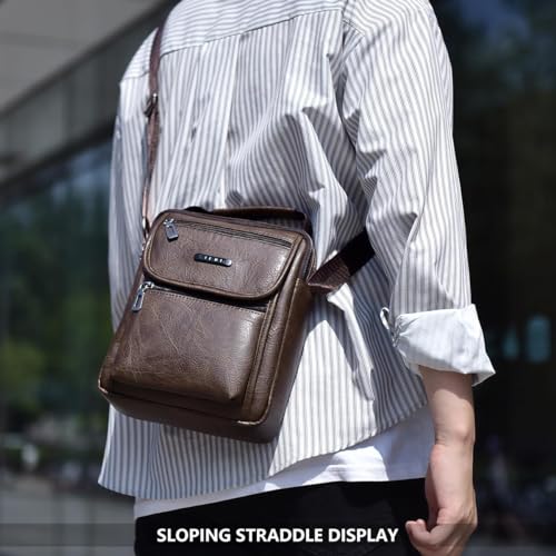 Shoulder Bag Men's Crossbody Manbag Leather Messenger Casual Handbags Side Satchel Sling Travel Flight Bags Cross Leather Sport Bags for Men Working Shopping Business Travel Daily