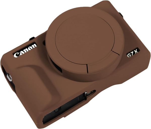 Easy Hood Case for Canon G7 X Mark III Camera,Silicone Cover,Tiffany Pink Anti-Scratch,Slim Fit,with Removable Lens Cover,Lightweight,Soft,Carrying - Brown