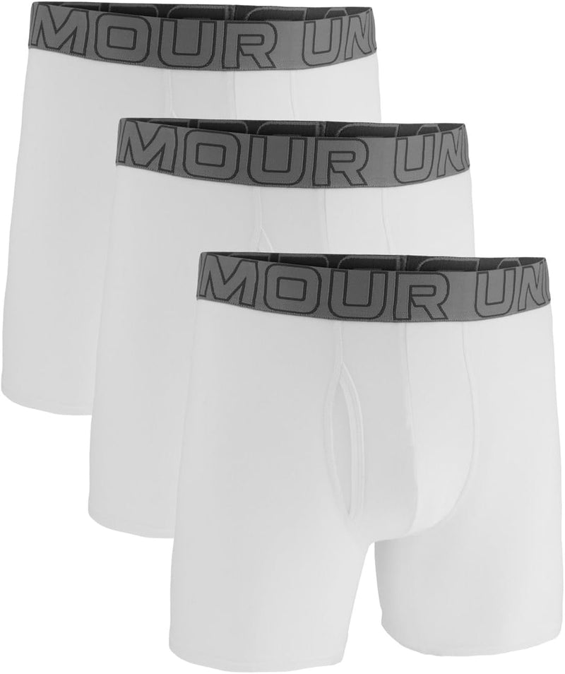 Mens Men's UA Performance Tech 6" 3-Pack Boxerjock Underwear (pack of 3) - White / White / Steel