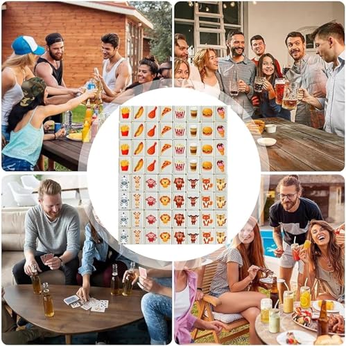 Azonee 65 Tiles Seaside Escape Game Blocks, Diy Stickers Set with Pet Food & Cowboy Pattern, Family Fun Board Game for Kids, Plastic Style, Attention-Boosting Tiles, Bag Included