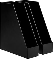 Amazon Basics Rectangular Plastic Desk Organizer, Accessory Tray, Black - 2 Pack Magazine Rack, 2-Pack 2 Pack