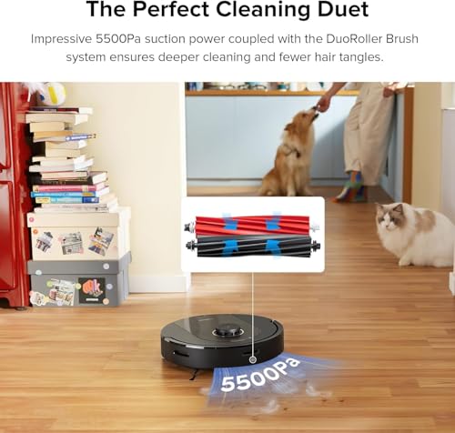 roborock Q5 Pro Robot Vacuum and Mop Combo, 5500Pa Suction, DuoRoller Brush, LiDAR Navigation, Robotic Vacuum Cleaner with 240 min Runtime, Smart No-Go Zone, Perfect for Pet Hair