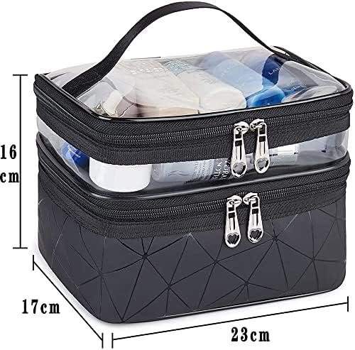 URbazaar Cosmetic bag, Double Layer Travel Makeup Bags For Women, Waterproof Portable Cosmetic Cases Make up Organizer for Makeup, Cosmetics Tools, Shampoo, Toiletries