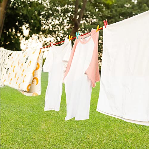 KASTWAVE Clothesline, 15M Long Cotton Clothesline Rope Laundry Line Rope Craft Drying Rope Adjustable for Camping Travel & Home Use DIY Rope as Candle Replacement Wick Laundry Line Dryer Rope (White)