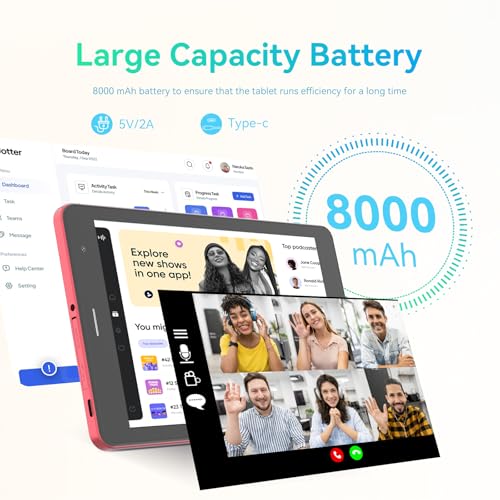 C idea 8 inch Tablet, Android 13.0 Tablet with SIM Card Slot and Wifi 8GB RAM,512GB ROM Storage Dual 5MP Camera HD IPS Display,CM828 (Red)
