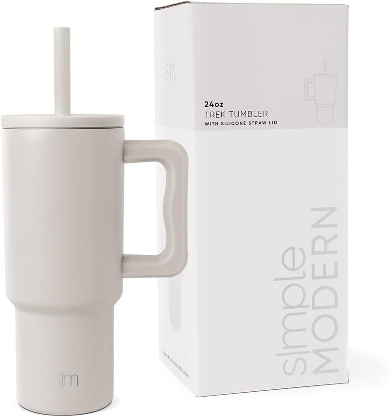 Simple Modern Kids 24 oz Tumbler with Handle and Silicone Straw Lid | Spill Proof and Leak Resistant | Reusable Stainless Steel Bottle | Gift for Kids Boys Girls | Trek Collection | Asteroid