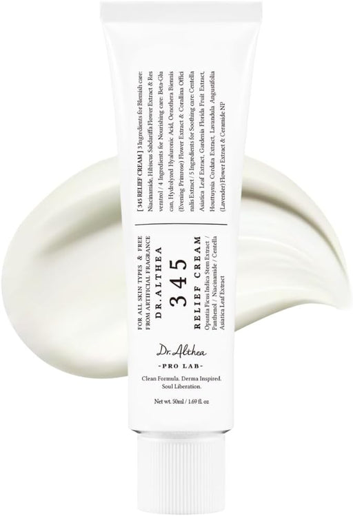 345 Relief Cream Moisturizer for Soothing Recovery and Blemish Care with PDRN & Niacinamide Korean Vegan Skin Care for All Skin Types, 50ml (Ver.2 - Pack of 1) - Pack of 1
