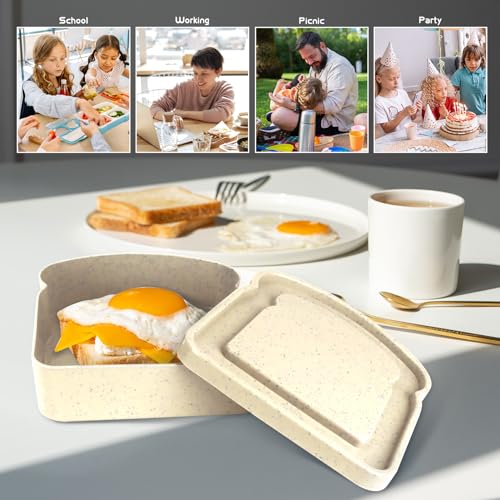 4Pcs Sandwich Containers for Lunch Boxes, Reusable Sandwich Box Container for Kids, Sandwich Holder Bread Container for Adults, BPA Free, Microwave & Dishwasher Safe, School, Office, Camping