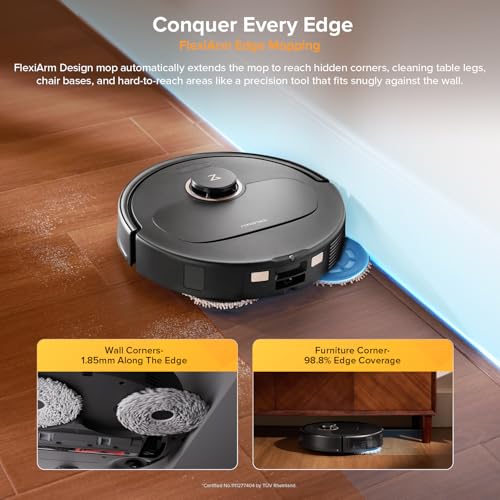 roborock Qrevo 5AE black Robot Vacuum Cleaner, 12000Pa Suction, Dual Anti-Tangle Brushes, Smart Obstacle Avoidance, Dual Liftable Spinning Mops, Auto Mop Washing,Self Drying, Self-Emptying & Refilling