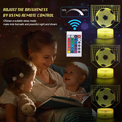 Football 3D Illusion Lamp, Football Gifts for Boys Girls, 3D Night Light with 16 Colors Change Remote Control Decorative Desk Lamp Creative Birthday Christmas Gift Sports Fans Toys (Football 3)