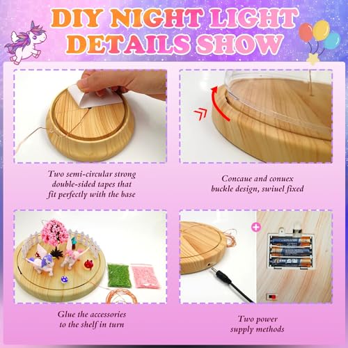 Unicorn DIY Night Light Kit, Creative Unicorn Magic Lamp Project USB Upgrade Edition Unicorn Toy Arts and Crafts Unicorn Lamp Kit for Girls, Gifts Magic Night Light Unicorn Toy for 4 5 6 7 8 9 10 Girl