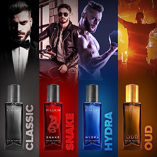 Villain Rebel Luxury Perfume Gift Set for Men 4x20 ML | Perfume with Long Lasting Fragrance | EDP