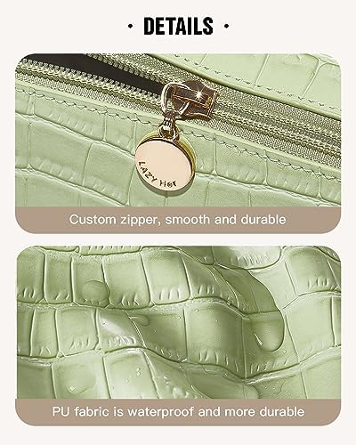 EACHY Travel Makeup Bag,Large Capacity Cosmetic Bags for Women,Waterproof Portable Pouch Open Flat Toiletry Bag Make up Organizer with Divider and Handle