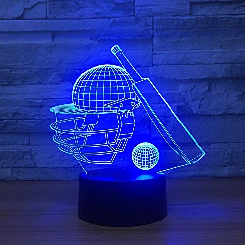 althiqahkey 3D Illusion lamp, LED Night Light,Cricket Gifts Toys Decor LED Night Light with 7 RGB Colours Bedside Lamp Touch Adjustable Brightness Birthday Present Decoration for Baby Boy Girl Kids