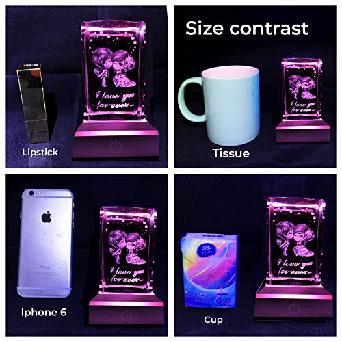 Trcousoa 3D Sweetheart Crystal Multicolor Night Light Mood Light,I Love You Gifts Ideas for Girlfriend Wife Mum Her Women, Christmas Anniversary Valentines Birthday Wedding Unique Special Presents