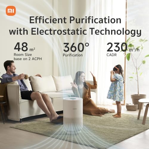 Xiaomi Smart Air Purifier 4 Compact with 48m� Coverage, Allergen Removal, 230m�/h PCADR, Smart App & Voice Control, Ultra-Quiet 20dB Sleep Mode, Energy Efficient