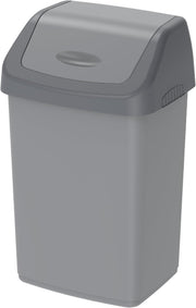 Cosmoplast 20L Flip-Top Waste Bin With Swing Lid, Pearl Grey - 46 Liters Pearl Silver