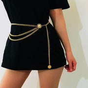 4pcs Metal Waist Chain Belts for Women - Adjustable Fashion Multilayer Chain Belts for Pants Dresses