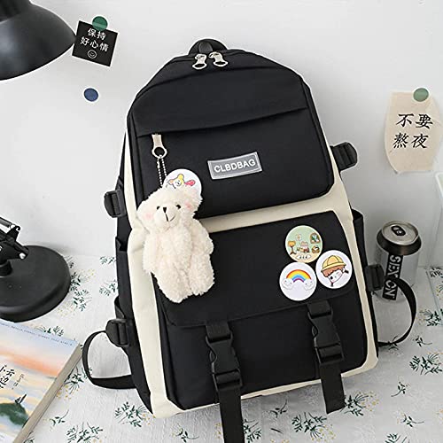 4 PCS Set Backpack With Kawaii Pin And Accessories, Cute Children's Backpacks Kawaii School Bag Handbag Tote Bag Kawaii Aesthetic Backpack