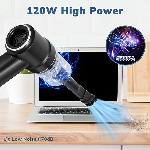Gorunning Handheld Car Vacuum Cleaner, Mini Car Vacuum Rechargeable, 9000PA 120W High Power, 2 in 1 Air Duster with LED Light, Portable Vacuum Cleaner for Car, Home, Office, Pet, Black