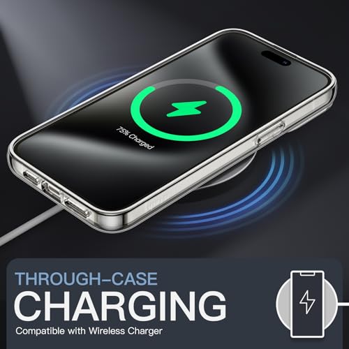 JETech Case for iPhone 15 Pro Max 6.7-Inch, Non-Yellowing Shockproof Phone Bumper Cover, Anti-Scratch Clear Back (Clear)