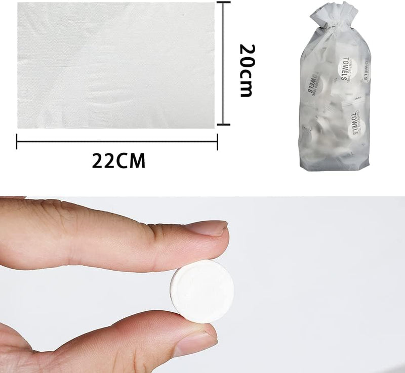 McMola Disposable Compressed towel 50pcs Compressed Towels Disposable Cotton Tissue Mini Portable Compressed Coin Wipes for Travel/Beauty/Salon/Outdoor Sports white