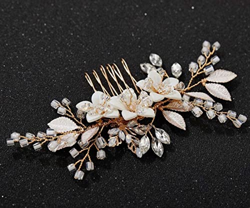 NALACAL Wedding Hair Comb Clip Bridal Crystal Wedding Hair Accessories for Brides and Bridesmaid - Gold