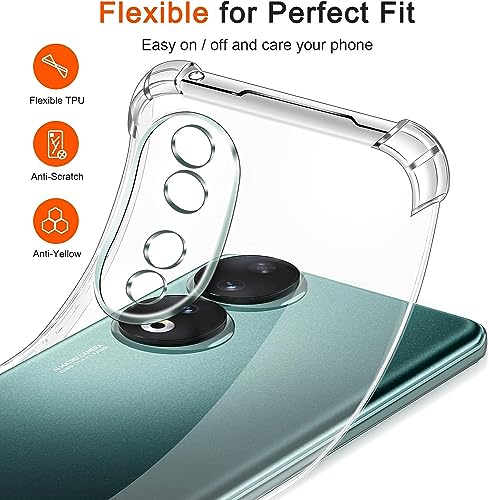 Clear Silicone Case for Honor 90 with Shockproof Protective Corners, Thin, Soft, Transparent Protective Case, Flexible TPU Transparent Mobile Phone Case, Scratch-Resistant Case Cover (Clear)