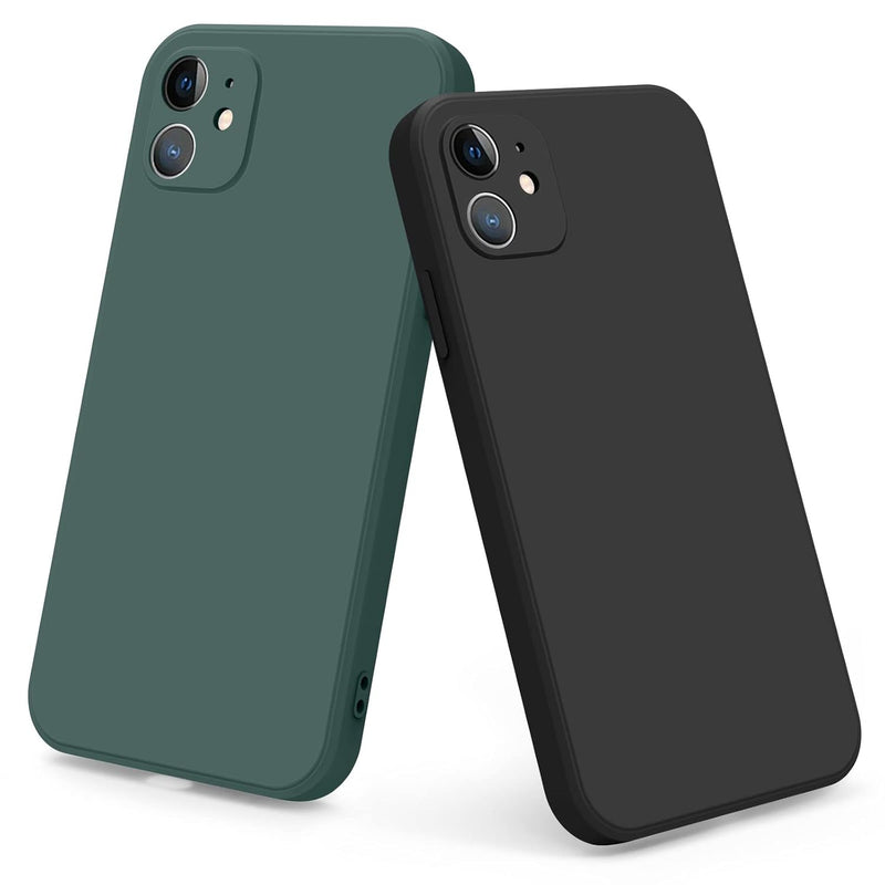VANCLE Soft Silicone Cases for iPhone 11,[Military Grade Drop Protection] [Anti-Scratch Microfiber Lining] Shockproof Protective Phone Case Slim Thin Cover 6.1 inch (Black+Dark Green)