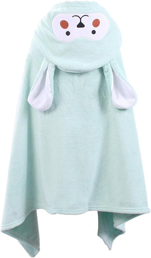 YumLock Kids Beach Towel for Boys Girls, 70x140cm, Absorbent Coral Fleece Bath Towel Wrap for 3-10 Year Olds, Toddler Pool Towel with Hood, Durable Star Design, Pink - Bunny Light Green