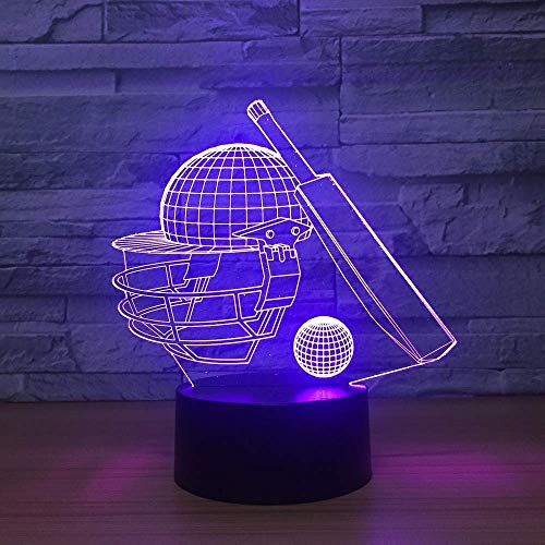 althiqahkey 3D Illusion lamp, LED Night Light,Cricket Gifts Toys Decor LED Night Light with 7 RGB Colours Bedside Lamp Touch Adjustable Brightness Birthday Present Decoration for Baby Boy Girl Kids