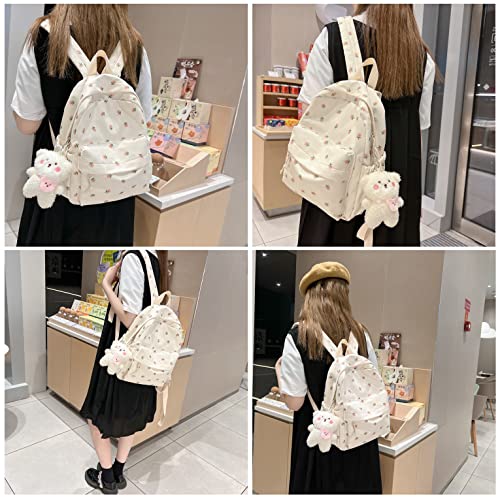 ZFOFLIK Small Flower school bag for Teen Girls Kawaii Floral Backpack for Girls Women Student Aesthetic Cute Mini Bookbag
