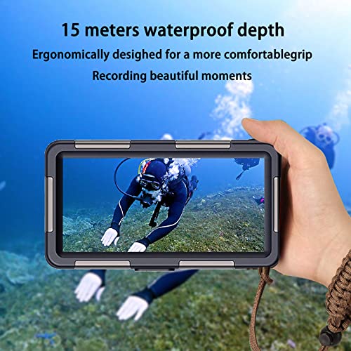 Professional Waterproof Snorkeling Case 50FT Underwater Video Protective Case with Lanyard for iPhone 15/14/13/12/11 Pro Max/XR/XS/X, Samsung Galaxy