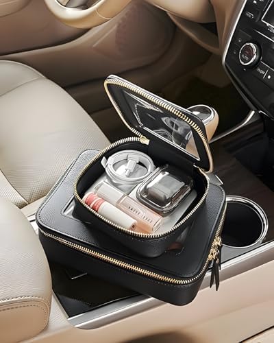 Small Cosmetic Bag for Purse Mini Makeup Bag for School Cute Clear Make Up Pouch for Travel Tiny Leather White Make Up Organizer Case for Backpack Toiletry Bag Waterproof Square Pouch with Zipper