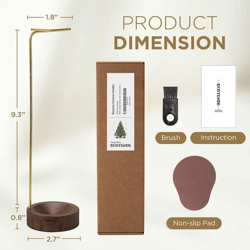 Incense Holder, Multi-Purpose Design Wooden Incense Burner ash Catcher with Brass Incense Stick Holder for Home Decor Yoga Spa Madiation (Walnut Wood)