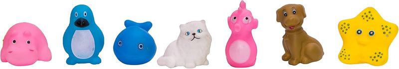 Adore Basics Non Toxic Squeezy Bath Toys for Babies - Bath Floats - Pip Squeaks - Food Grade Silicone with Sound - Cute and Attractive - Unique Animal Collection Bath Toy (Multicolor) (Pack of 13)