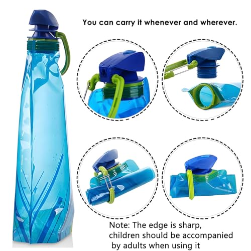 X spring Foldable Water Bottle, 3 Pack 700ml Leak Proof Silicone Collapsible Cup, Reuseable Expandable Foldable Sports Bottle, Collapsible Cups for Traveling Camping Hiking Kids Students